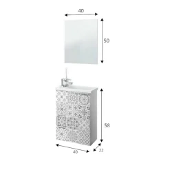 Mobile sottolavabo Dlott, 40x22h58 cm, Bianco lucido e Cemento<Dmora Hot