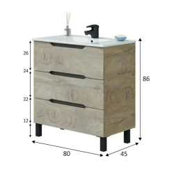 Mobile sottolavabo Dzerbi, 80x45 h86 cm, Antracite e Rovere<Dmora Cheap