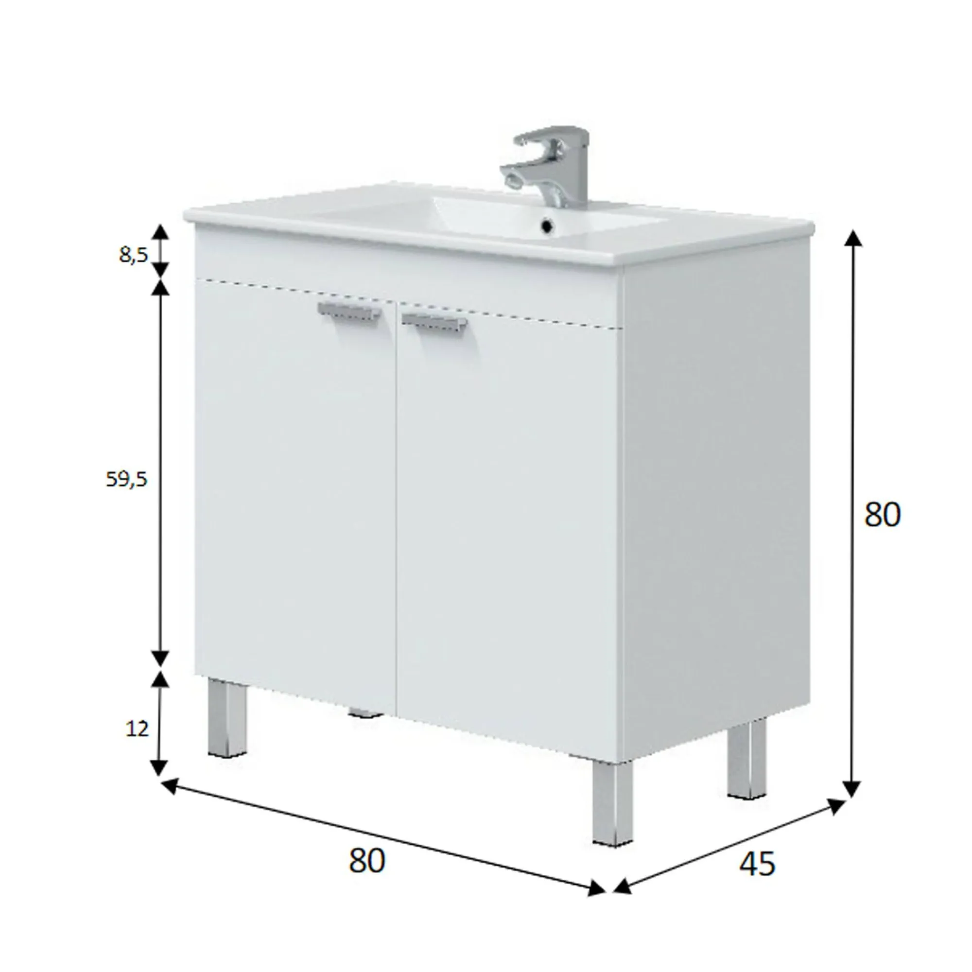 Mobile sottolavabo Florante, 80x45 h80 cm,<Dmora Shop