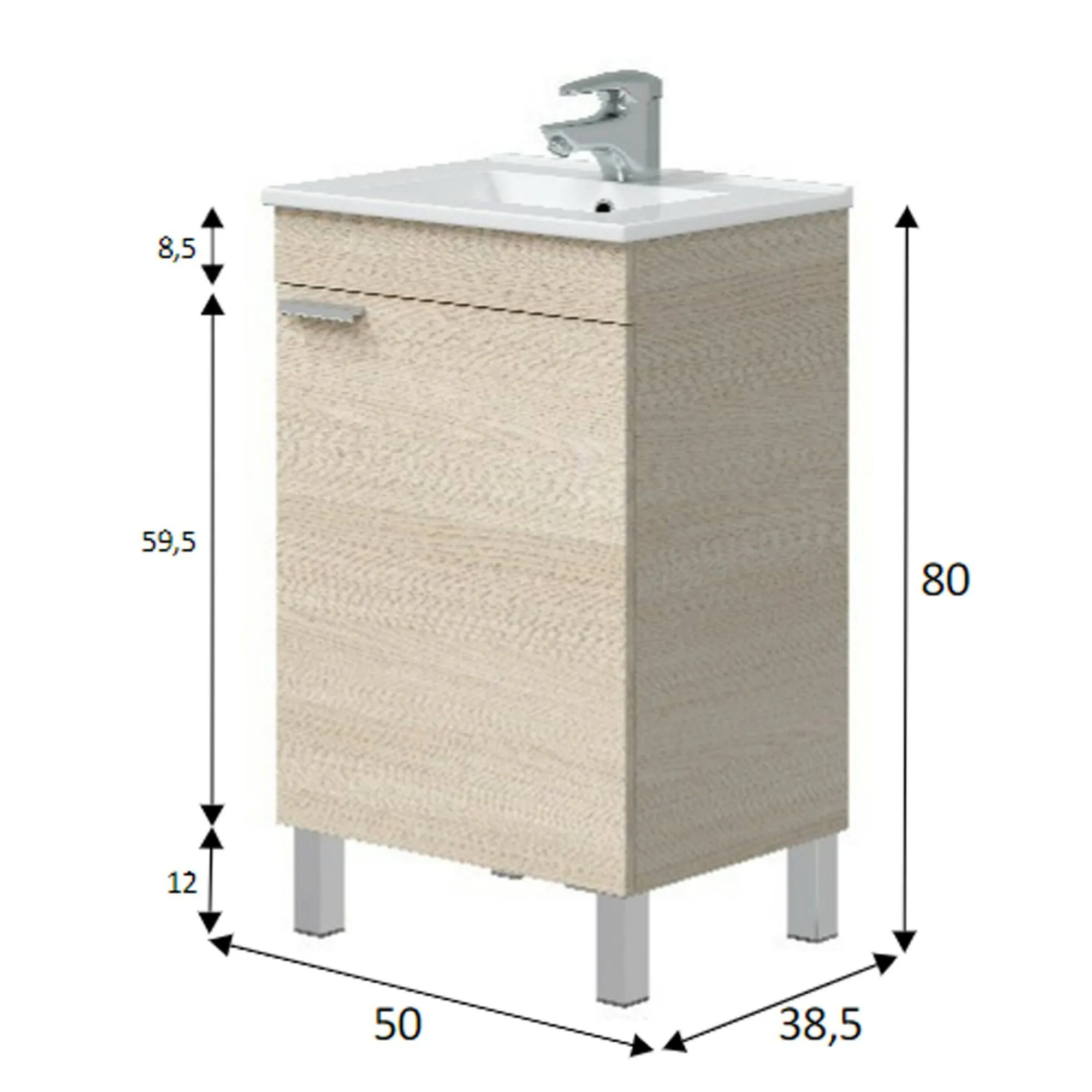 Mobile sottolavabo Iselle, 50x39 h80 cm,<Dmora Cheap