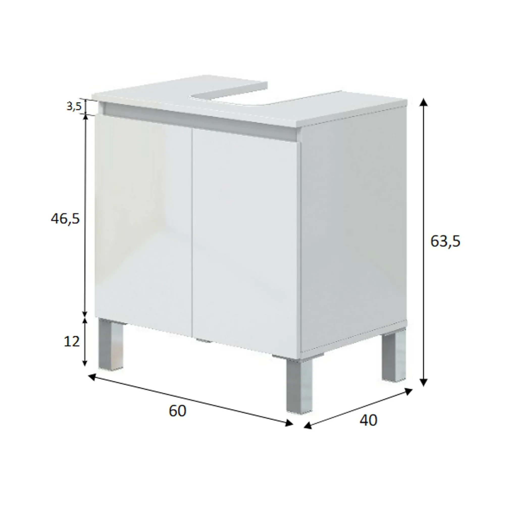 Mobile sottolavabo Jerome, 60x40 h64 cm,<Dmora Cheap