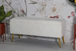 Panca Aiano, 112x42 h50 cm, Bianco e Oro<Dmora Store