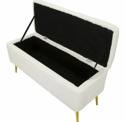 Panca Aiano, 112x42 h50 cm, Bianco e Oro<Dmora Store