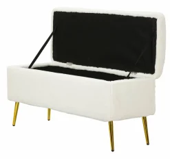 Panca Aiano, 112x42 h50 cm, Bianco e Oro<Dmora Store