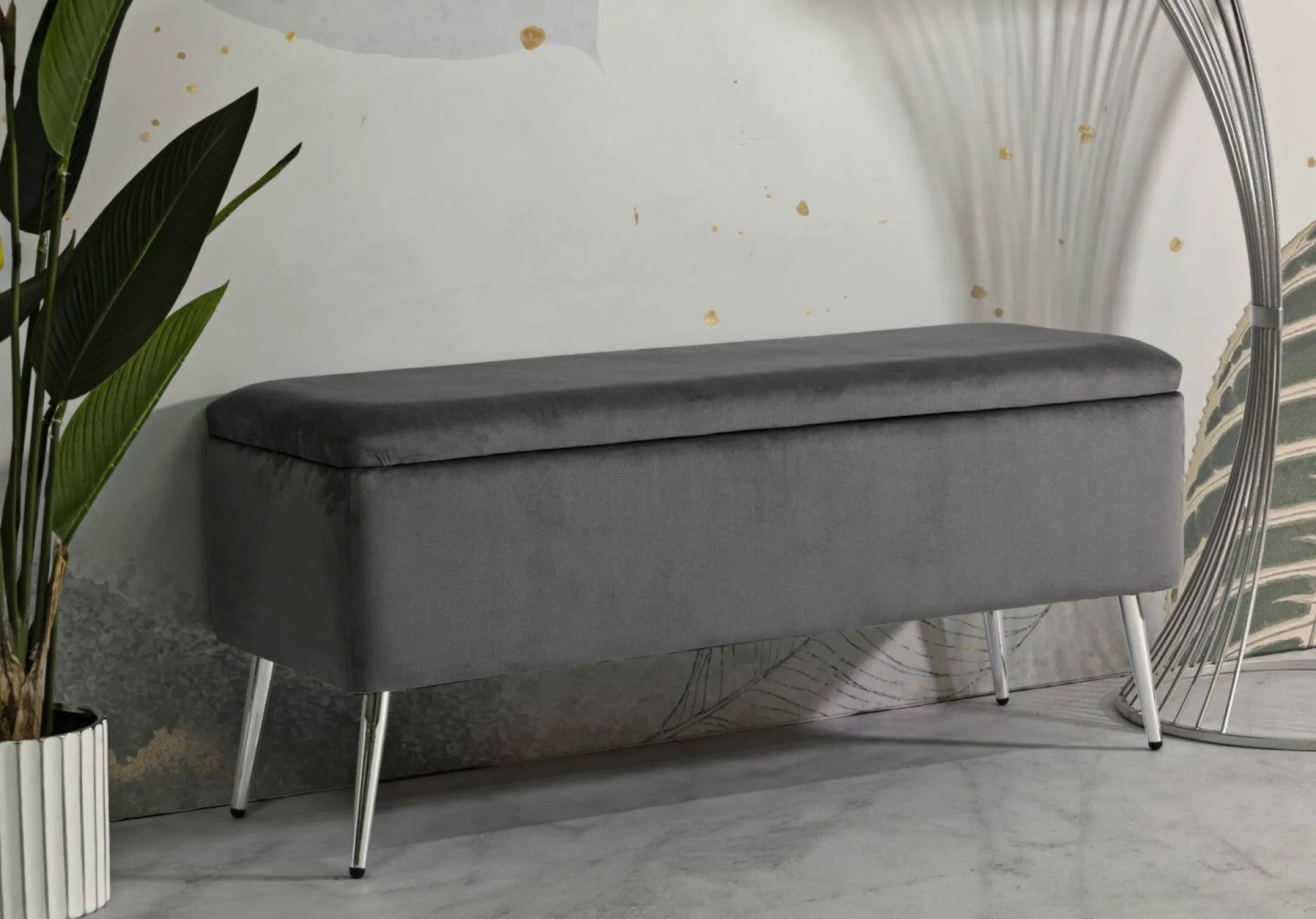 Panca Aiano, 112x42 h50 cm, Grigio e Argento<Dmora Best