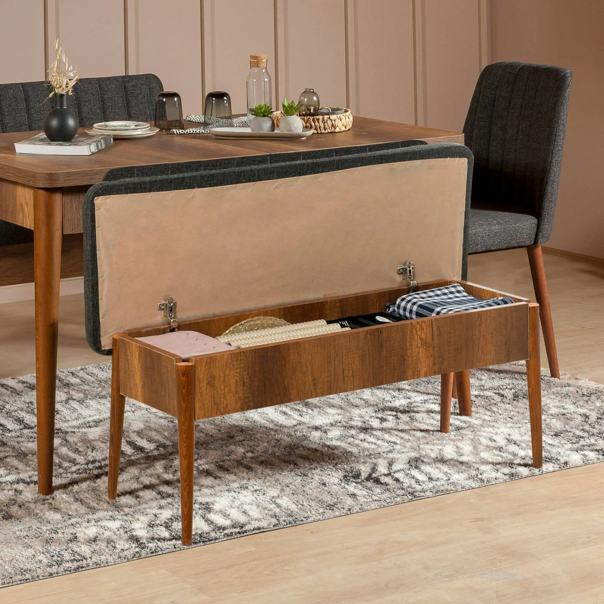 Panca Arielli, 110x40h85 cm, Noce e Antracite<Dmora Fashion