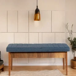 Panca Barthelemy, 110x40 h48 cm, Noce e Blu<Dmora Best