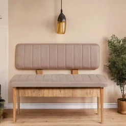 Panca Barthelemy, 110x46 h85 cm, Quercia e Cemento<Dmora Shop