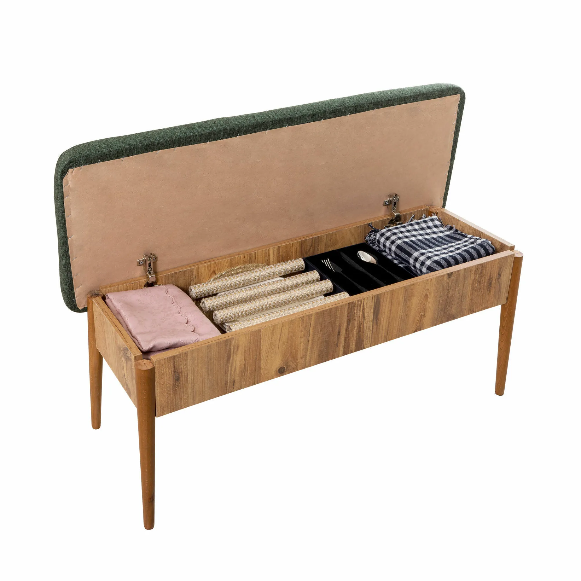 Panca Barthelemy, 110x40 h85 cm, Quercia e Verde<Dmora Hot