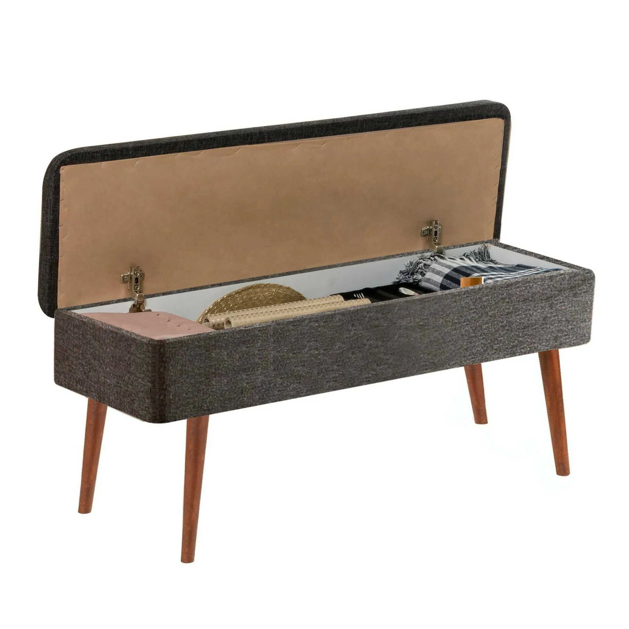 Panca Falcon, 90x39h40 cm, Noce e Antracite<Dmora Online