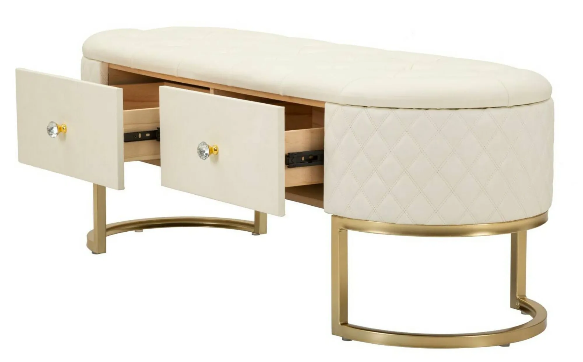 Panca Golfo, 120x40 h43 cm, Bianco e Oro<Dmora Cheap