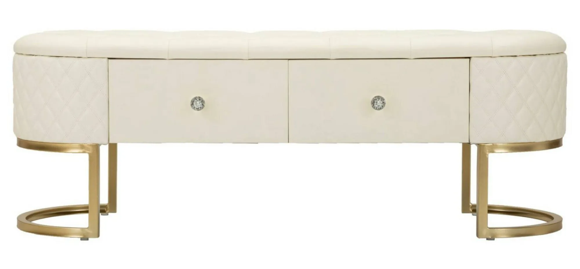 Panca Golfo, 120x40 h43 cm, Bianco e Oro<Dmora Cheap