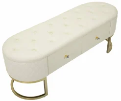 Panca Golfo, 120x40 h43 cm, Bianco e Oro<Dmora Cheap