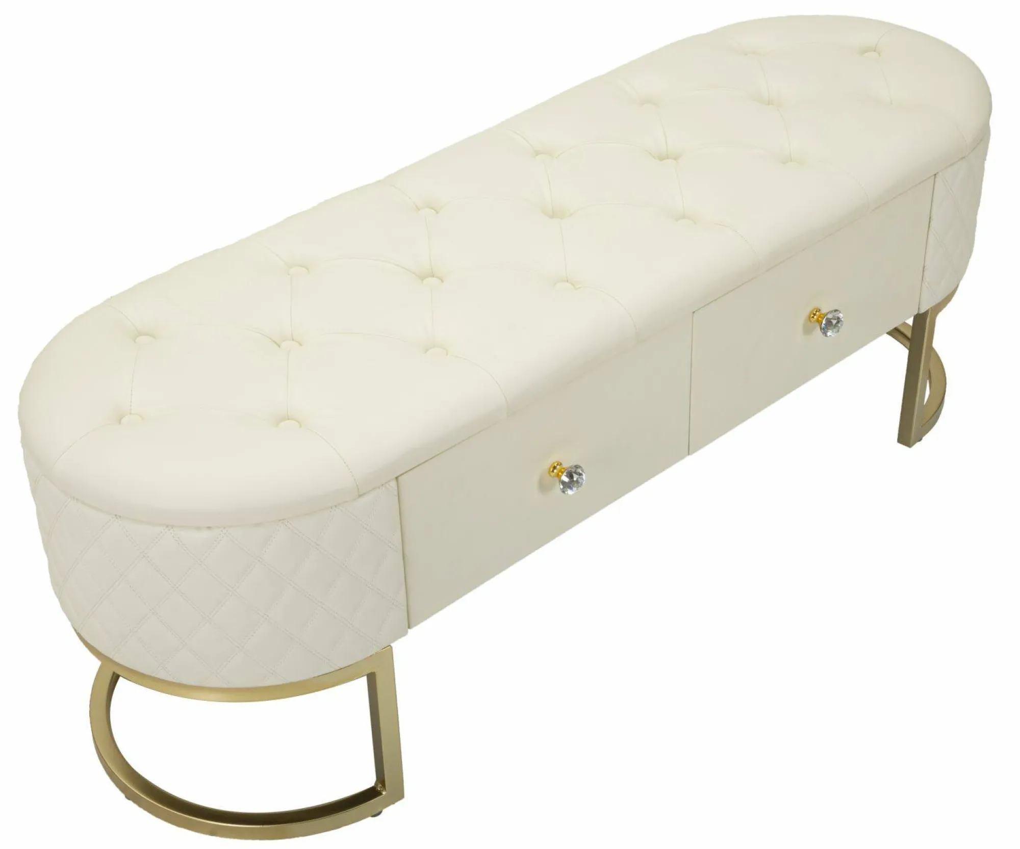 Panca Golfo, 120x40 h43 cm, Bianco e Oro<Dmora Cheap