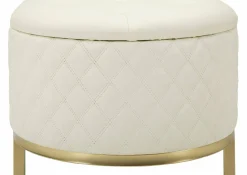 Panca Golfo, 120x40 h43 cm, Bianco e Oro<Dmora Cheap