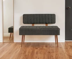 Panca Salento, 90x39h40 cm, Noce e Antracite<Dmora Discount