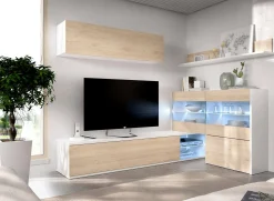 Parete attrezzata Agio, 260x41h180 cm, Rovere e Bianco<Dmora Online