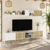 Parete attrezzata Ailano, 200x40 h47 cm, Bianco e Rovere<Dmora Store