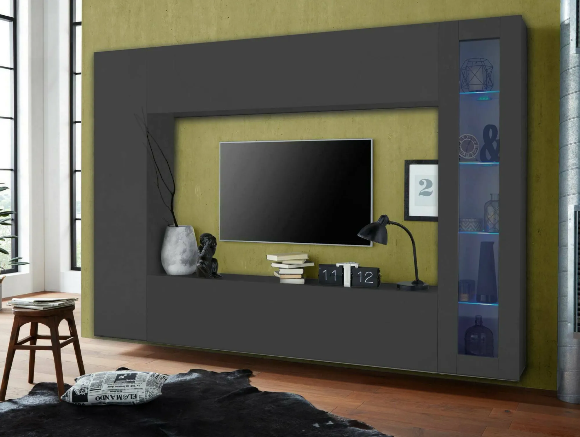 Parete attrezzata Alatri, cm 260x30h180,<Dmora Cheap