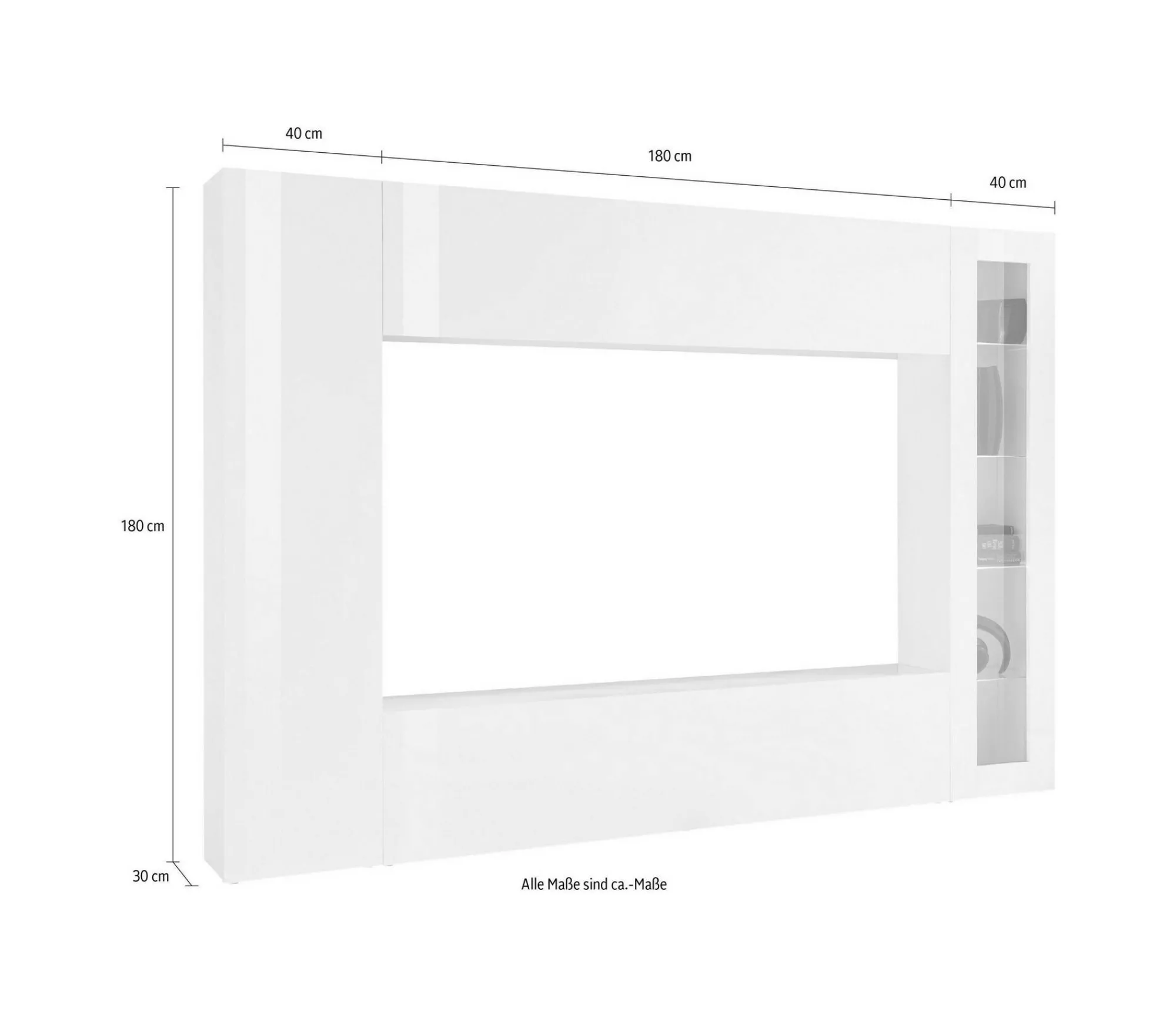 Parete attrezzata Alatri, cm 260x30h180,<Dmora Cheap