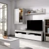 Parete attrezzata Aleu, 265x42h180 cm, Bianco e Cemento<Dmora Sale