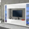 Parete attrezzata Amel, , con luce LED blu e due vetrine<Dmora Store