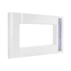 Parete attrezzata Amel, , con luce LED blu ed una vetrina<Dmora Online