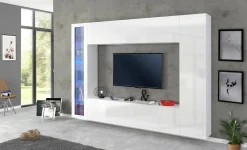 Parete attrezzata Amel, , con luce LED blu ed una vetrina<Dmora Online