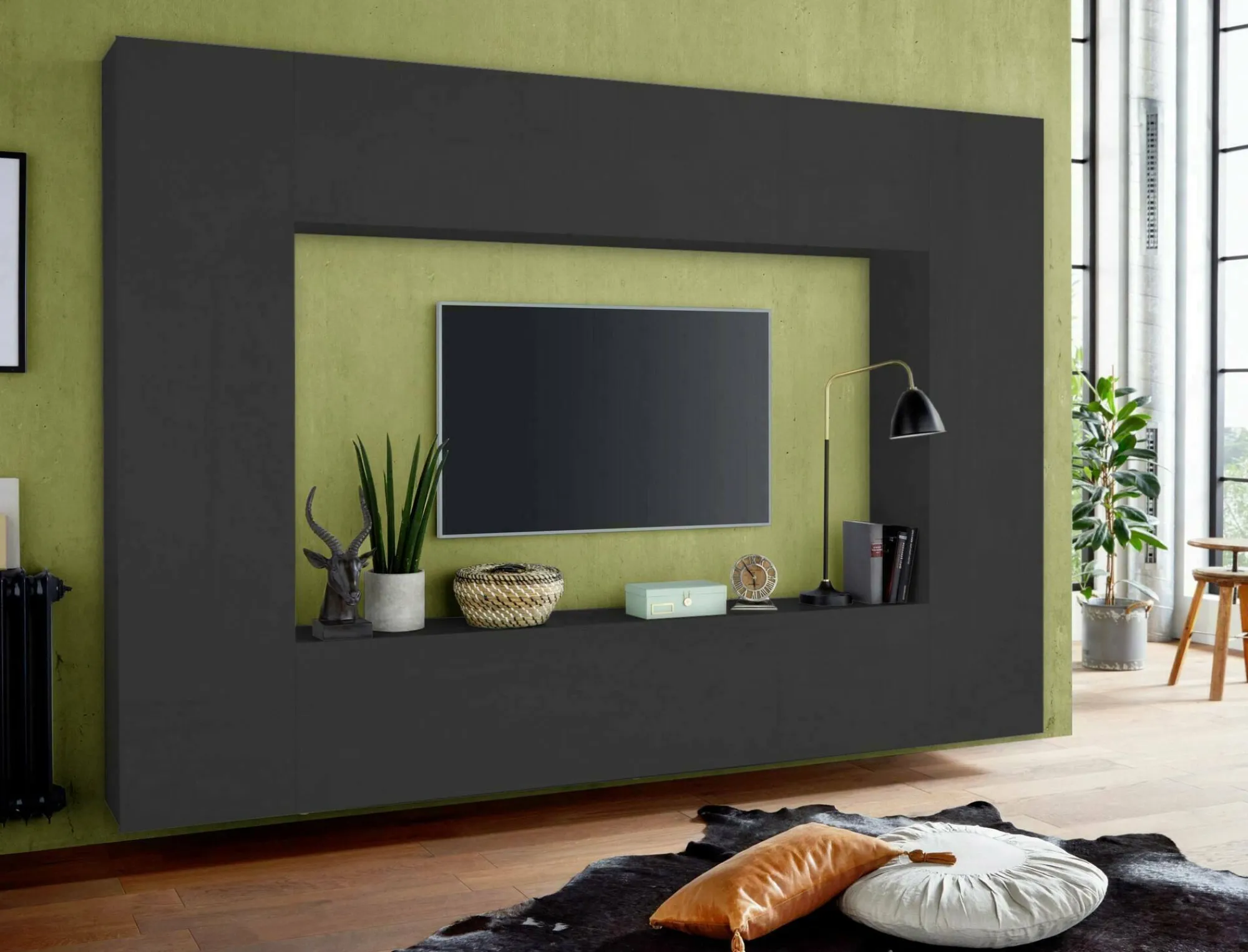 Parete attrezzata Amel, cm 260x30h180,<Dmora Discount