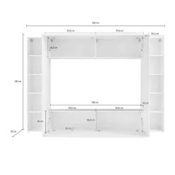 Parete attrezzata Amel, cm 260x30h180,<Dmora Online