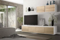 Parete attrezzata Amir, 200x41h43 cm, Bianco e Rovere<Dmora Shop