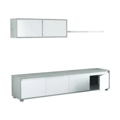 Parete attrezzata Amir, 200x41h43 cm, Bianco e Cemento<Dmora Best