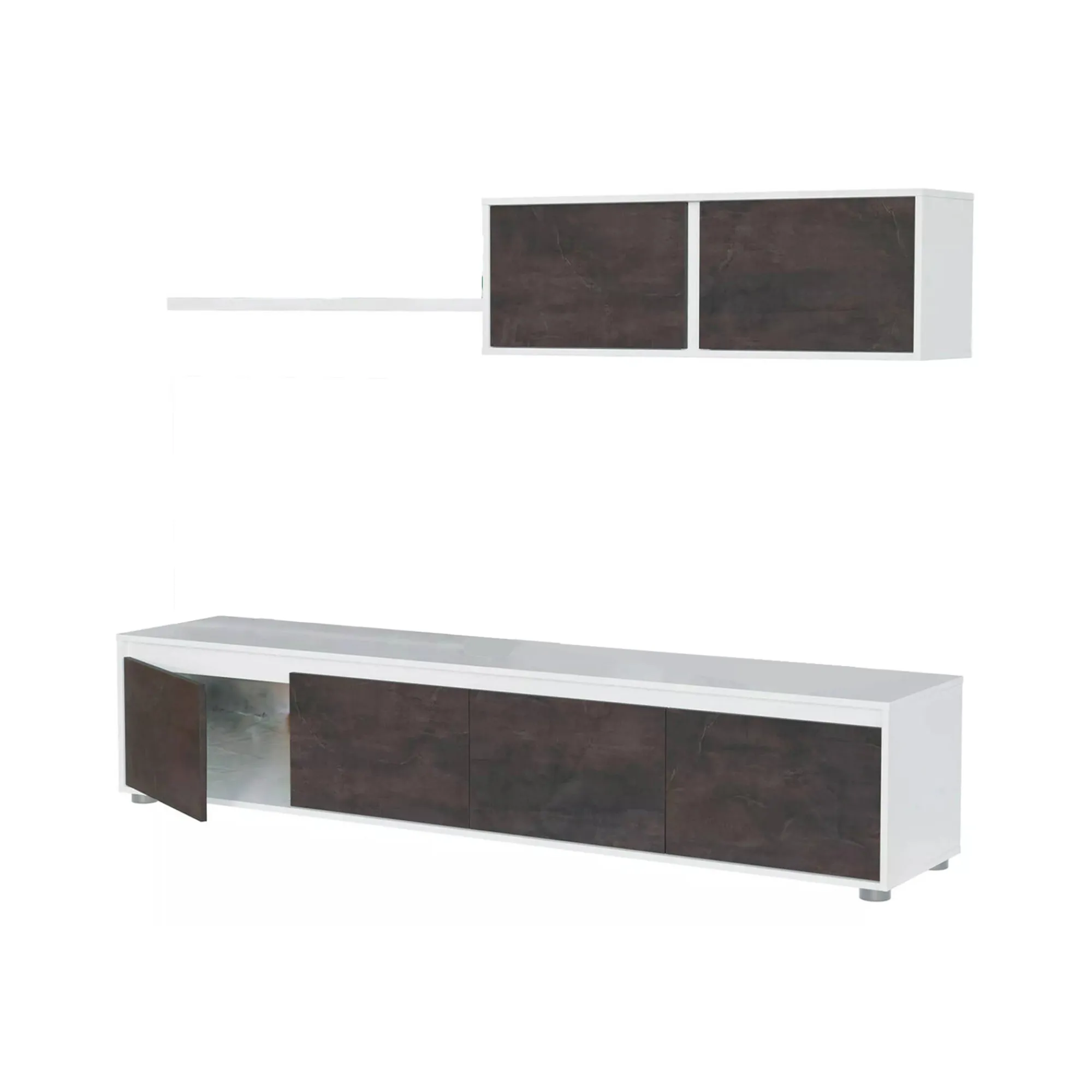 Parete attrezzata Amir, 200x41h43 cm, Bianco e Ossido<Dmora Cheap