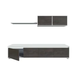 Parete attrezzata Amir, 200x41h43 cm, Bianco e Ossido<Dmora Cheap