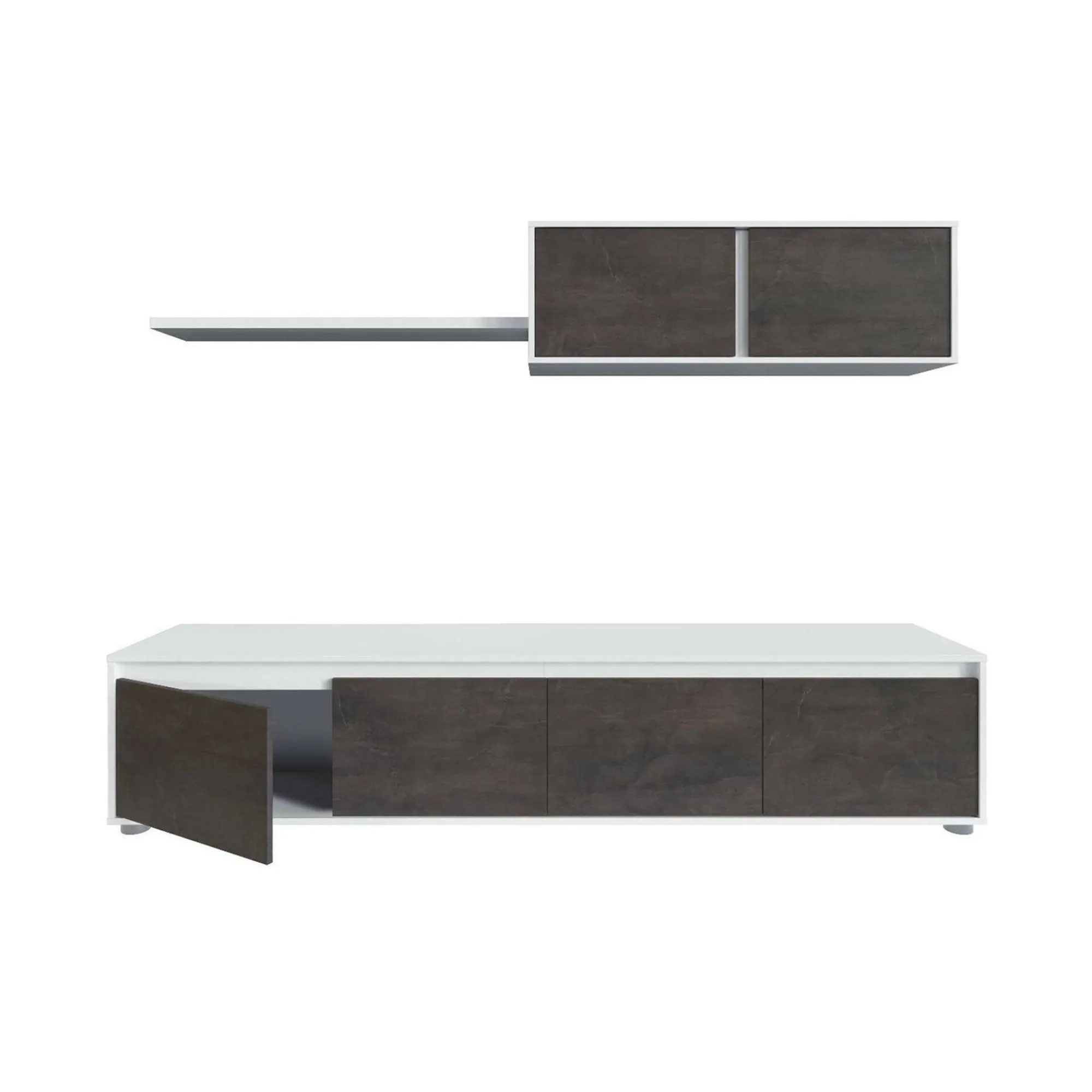 Parete attrezzata Amir, 200x41h43 cm, Bianco e Ossido<Dmora Cheap