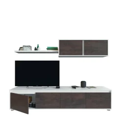 Parete attrezzata Amir, 200x41h43 cm, Bianco e Ossido<Dmora Cheap