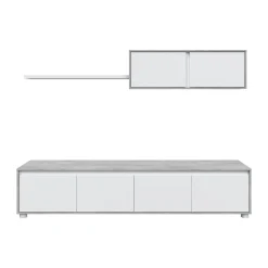 Parete attrezzata Amir, 200x41h43 cm, Bianco e Cemento<Dmora Best