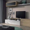 Parete attrezzata Amitraz, 200x41h44 cm, Rovere e Bianco lucido<Dmora Flash Sale