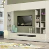 Parete attrezzata Andy, cm 290x40h192, Bianco lucido e Cemento<Dmora Cheap