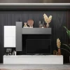 Parete attrezzata Anemolo, 276x40 h190 cm, Bianco lucido e Ardesia<Dmora Shop
