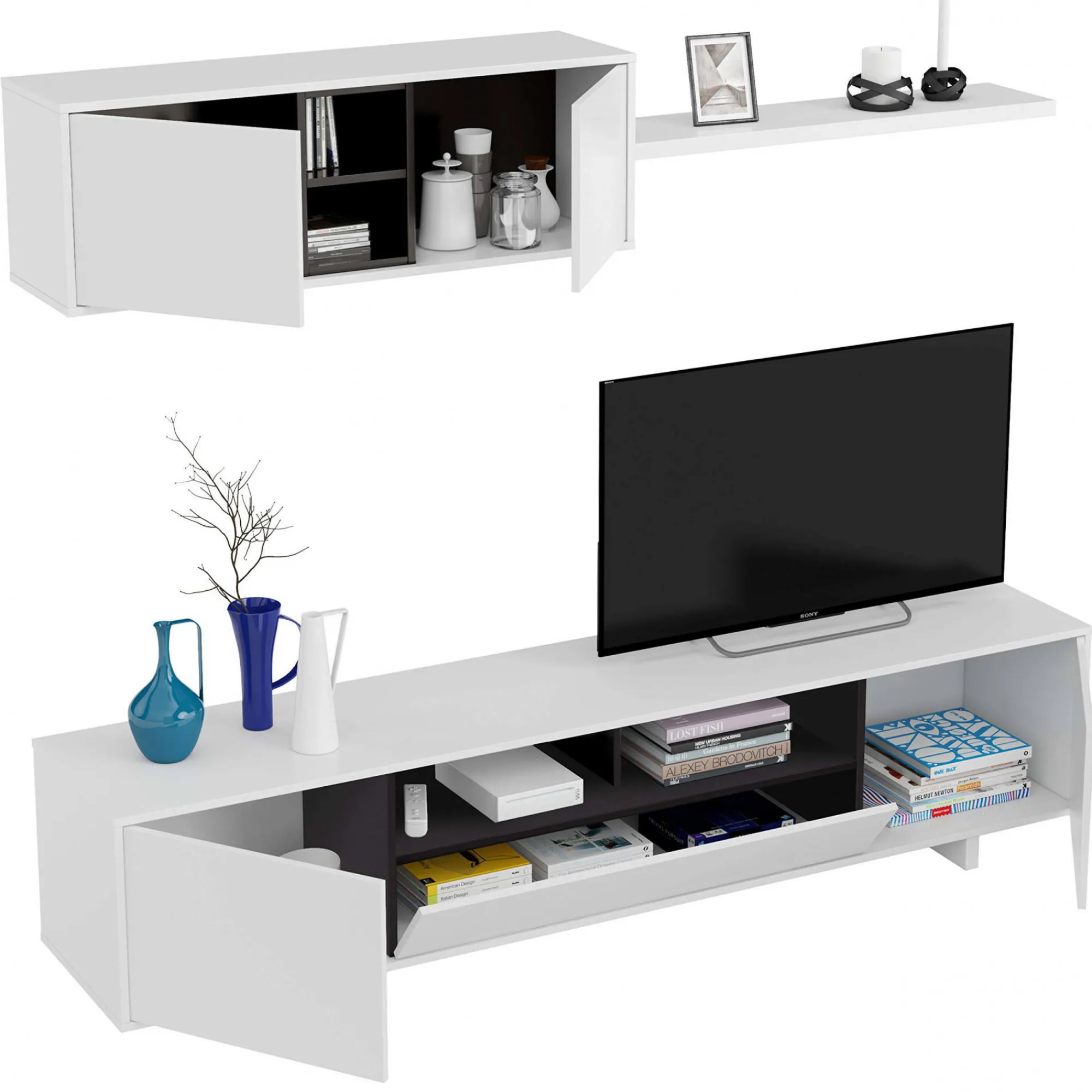 Parete attrezzata Angora, 260x41h46 cm,<Dmora Cheap