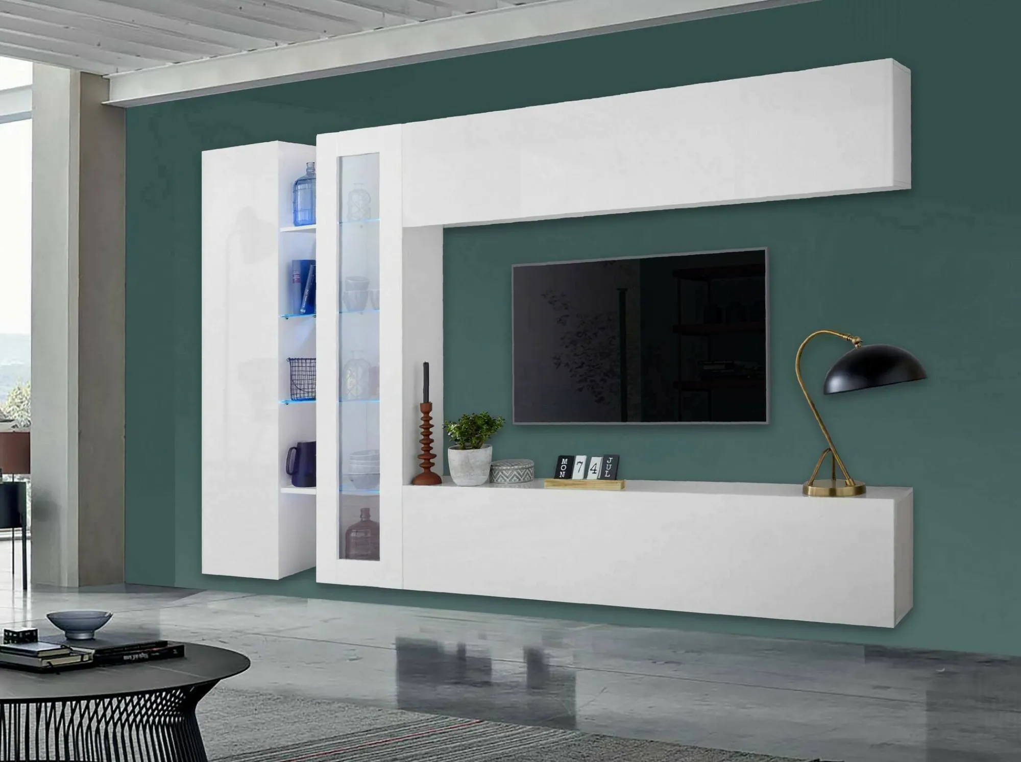 Parete attrezzata Annie, cm 280x30x180,<Dmora Cheap