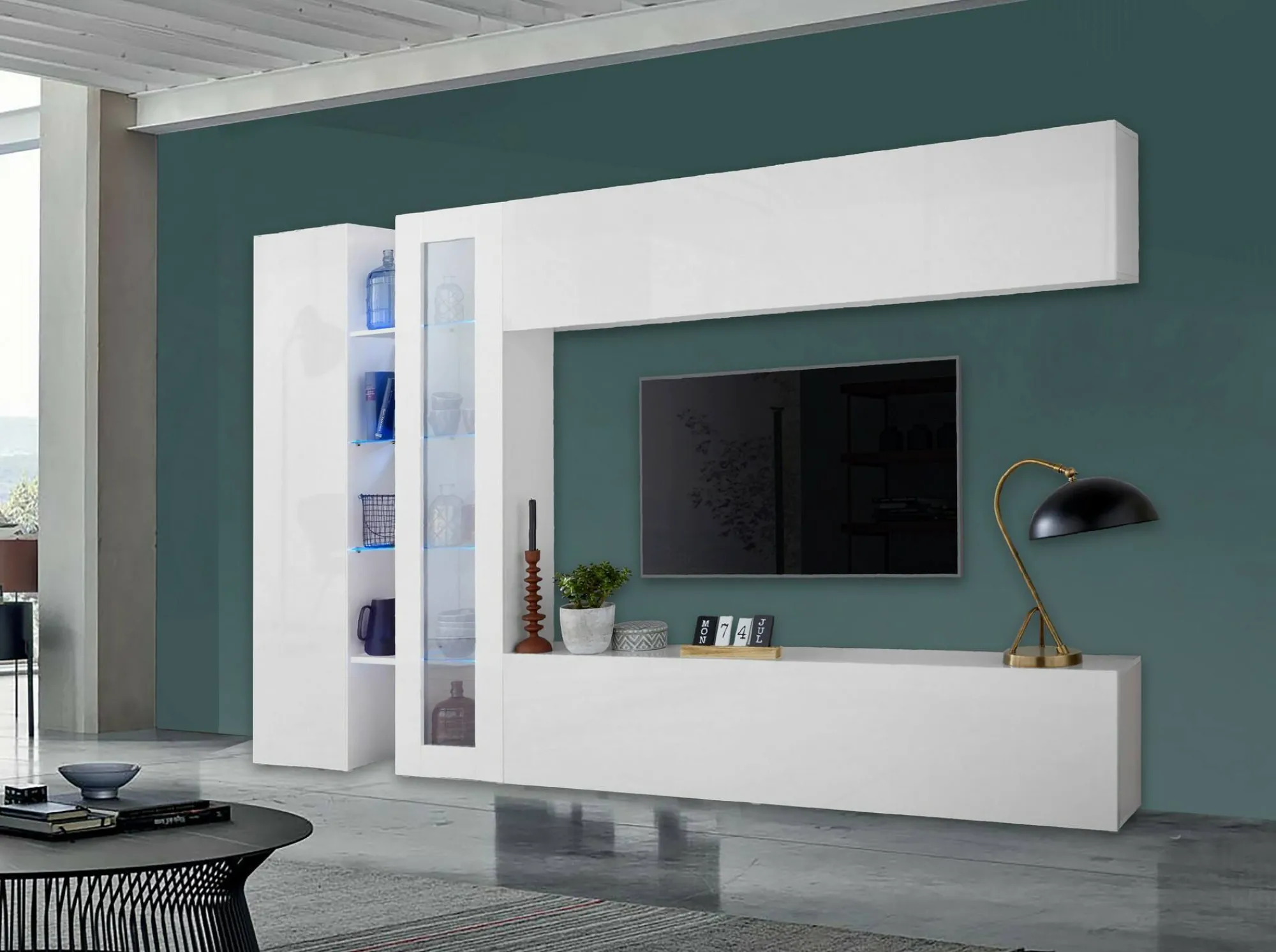 Parete attrezzata Annie, cm 280x30x180,<Dmora Cheap