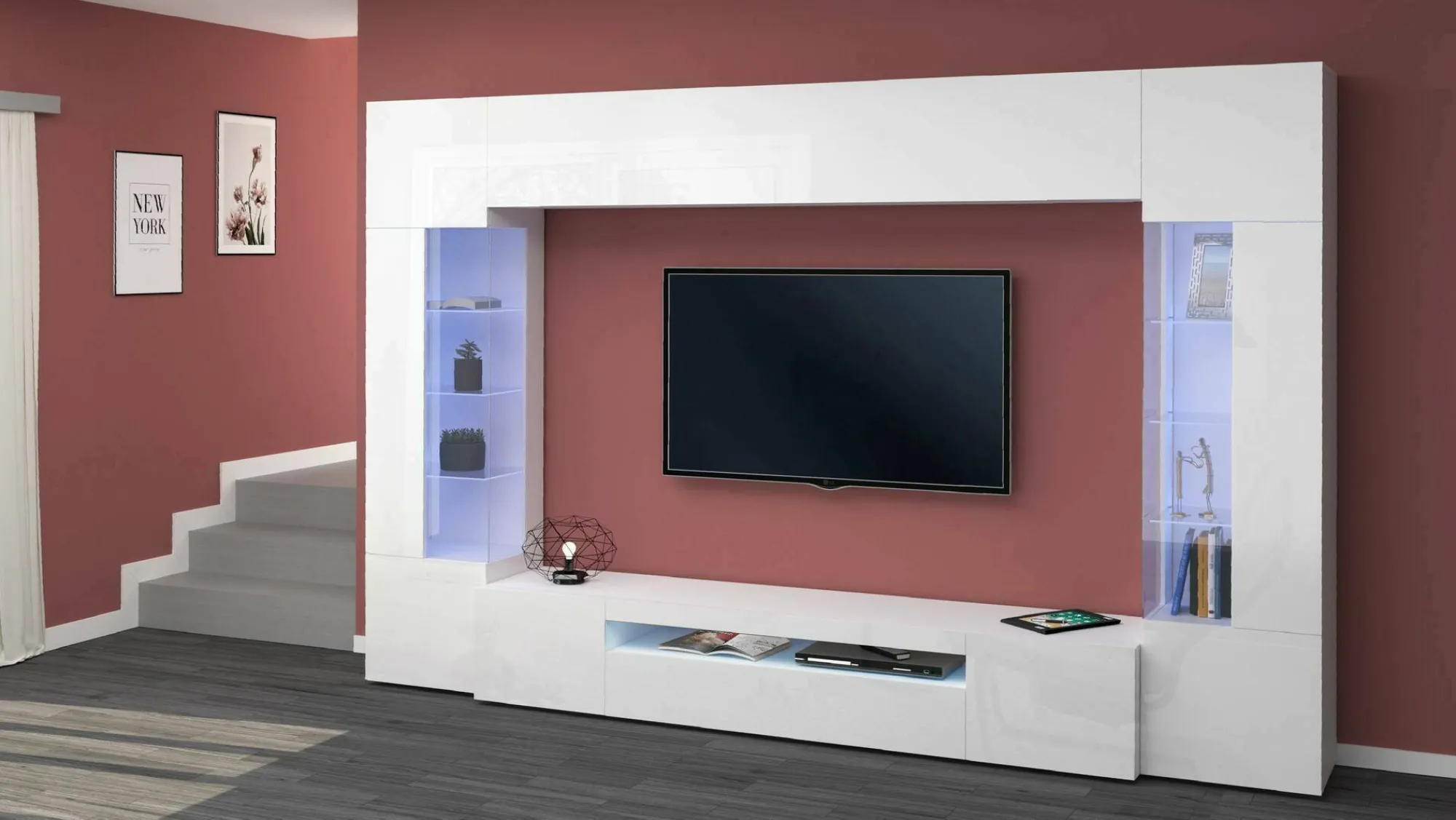 Parete attrezzata Arga, cm 290x40h191,<Dmora Best