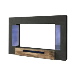 Parete attrezzata Arga, cm 290x40h191, Antracite e Acero<Dmora Flash Sale