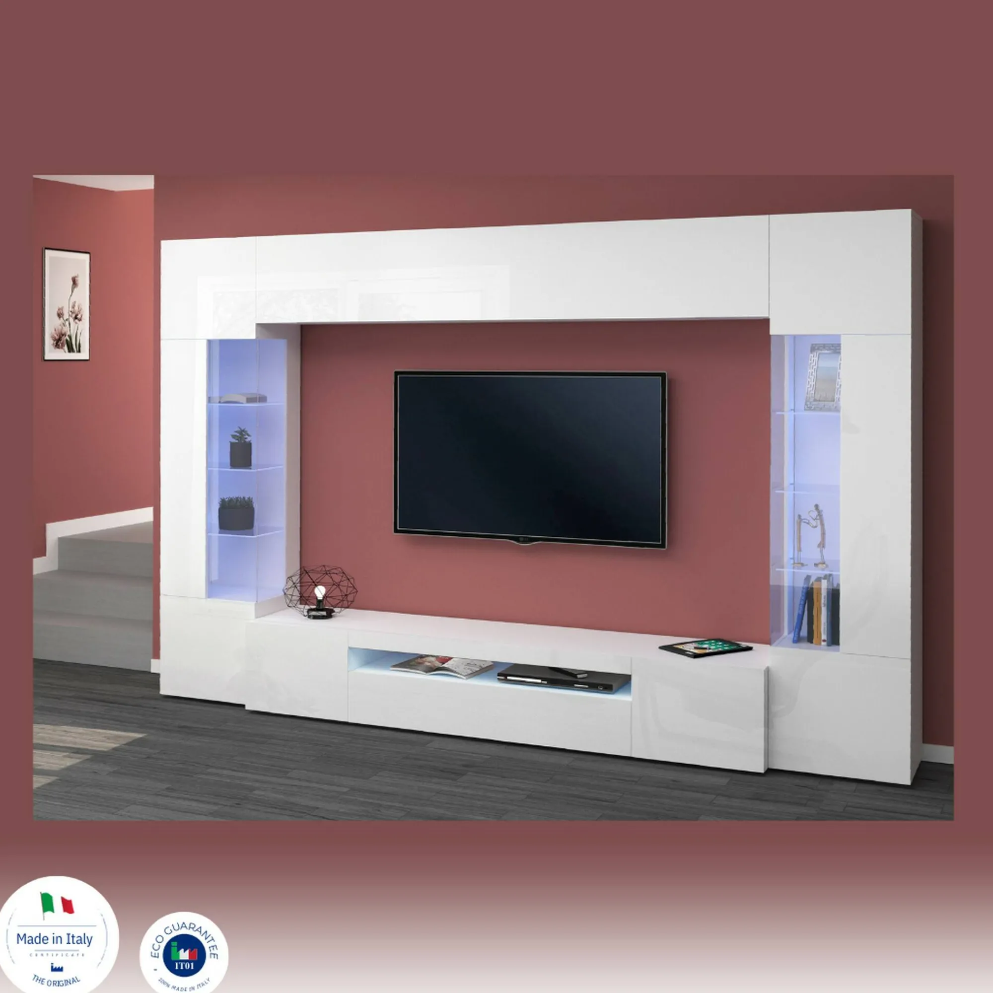 Parete attrezzata Arga, cm 290x40h191,<Dmora Best