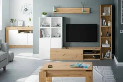 Parete attrezzata Argus, 241x28h180 cm, Bianco e Rovere Nodi<Dmora Store
