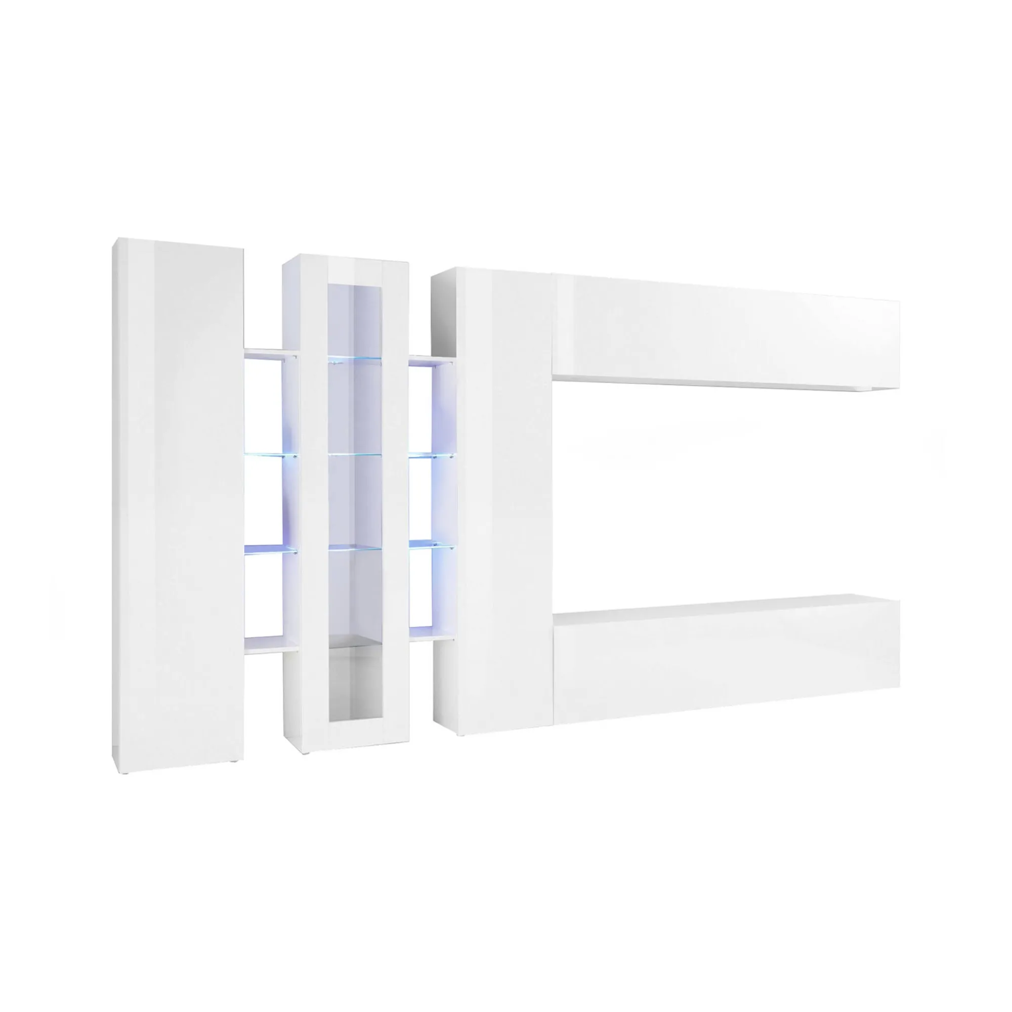 Parete attrezzata Arkan, cm 340x30h180,<Dmora Outlet