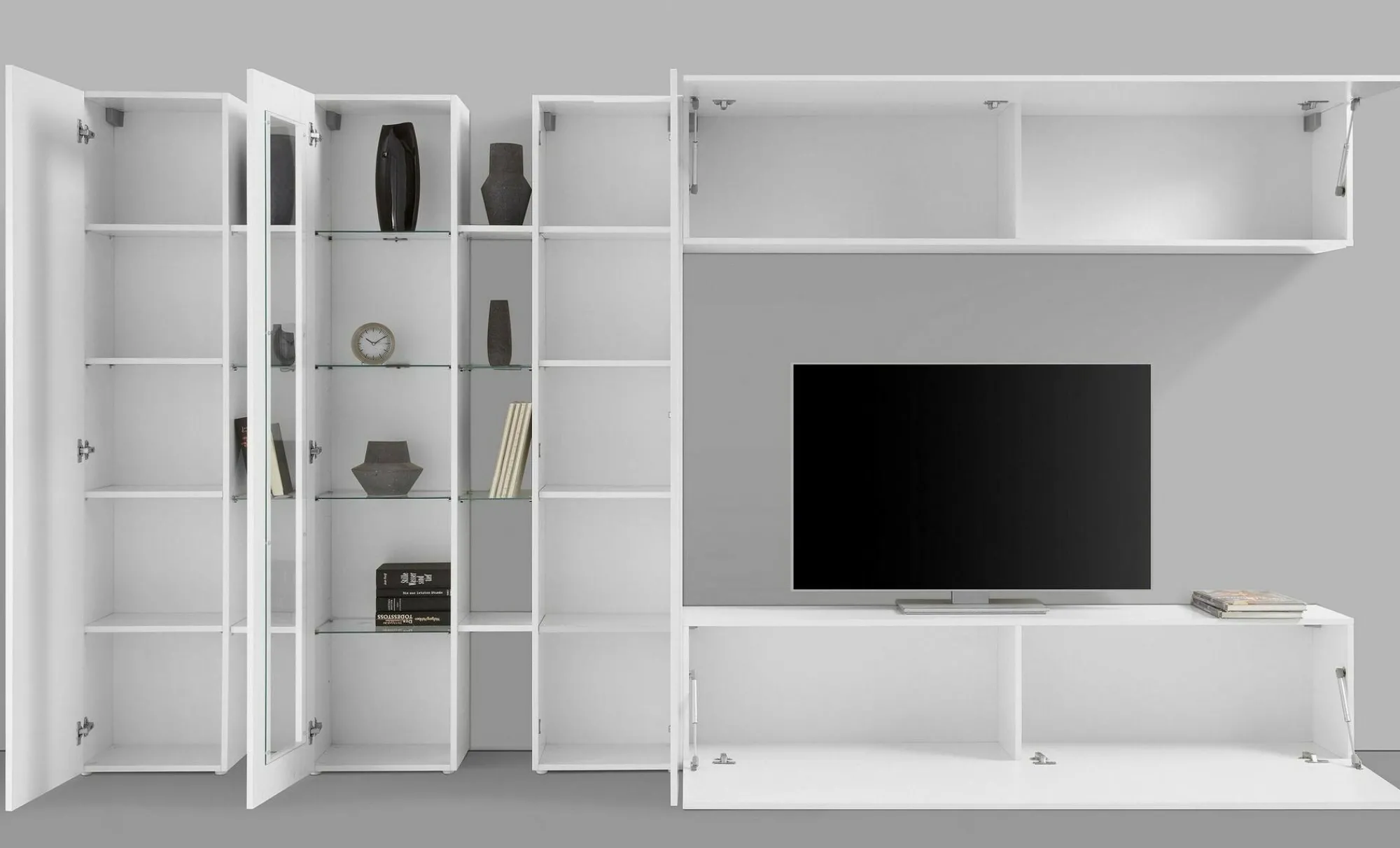 Parete attrezzata Arkan, cm 340x30h180,<Dmora Outlet