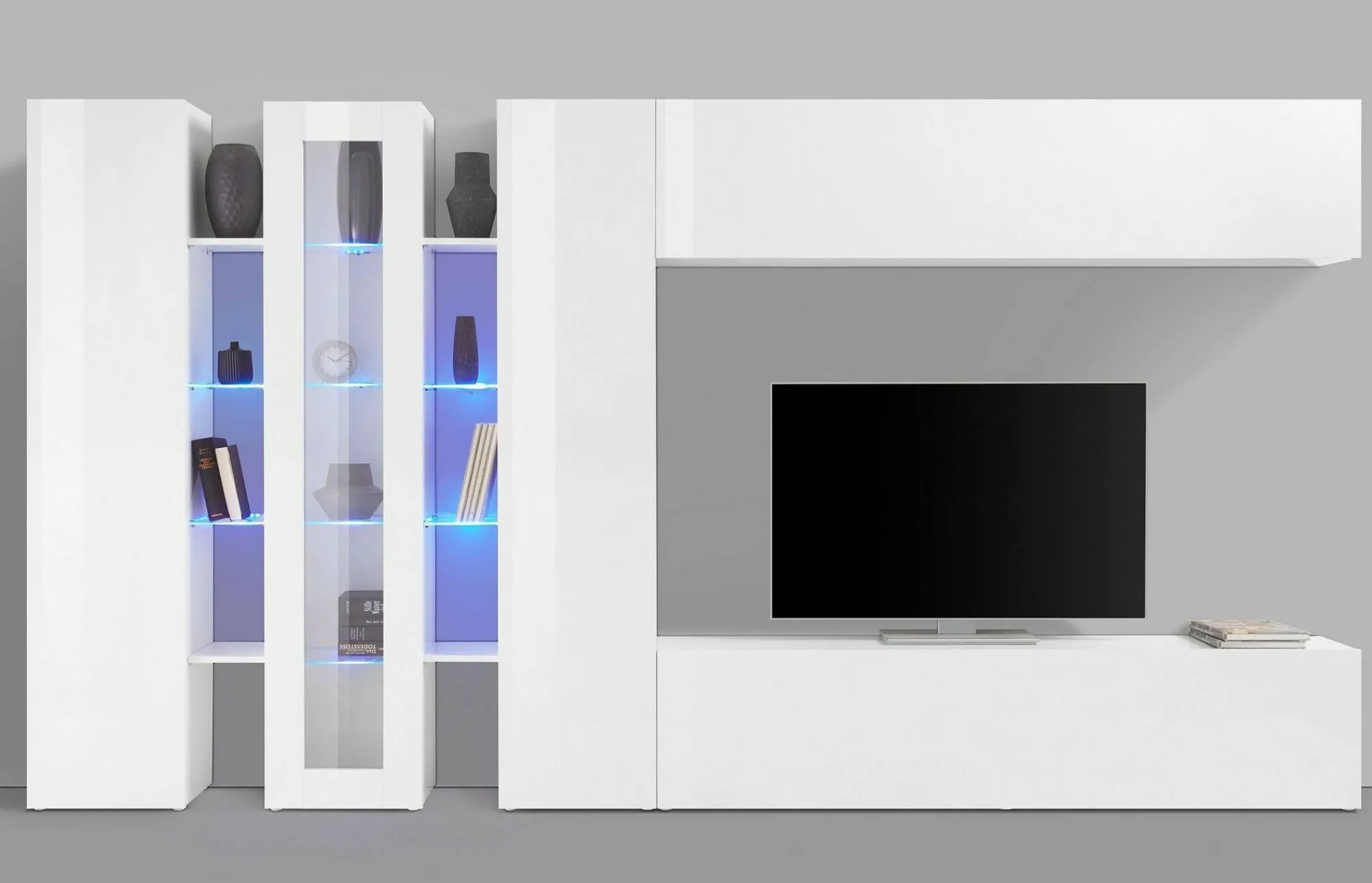 Parete attrezzata Arkan, cm 340x30h180,<Dmora Outlet